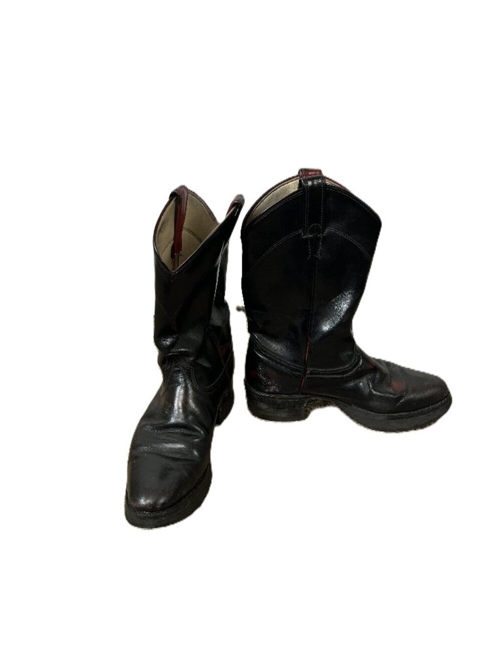 Larado Cowboy Cowgirl Boots Black over Red 8 (Flaws)